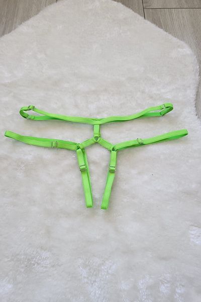 Secret Passion Lingerie Tanga elastică pentru femei, cu șnur verde neon