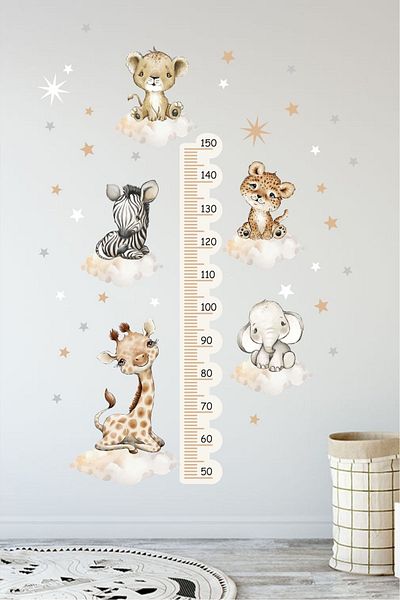 Grafikup Baby Safari înălțime Gauge Kids Room Decor autocolant