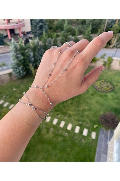 TakıConcept سلسلة كروية فضية اللون ملفوفة يدويًا