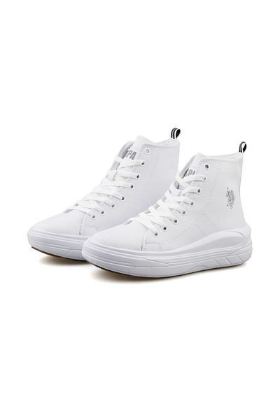 U.S. Polo Assn. Clementine Pu S Leather White Pantofi sport pentru femei cu talpă înaltă, glezne