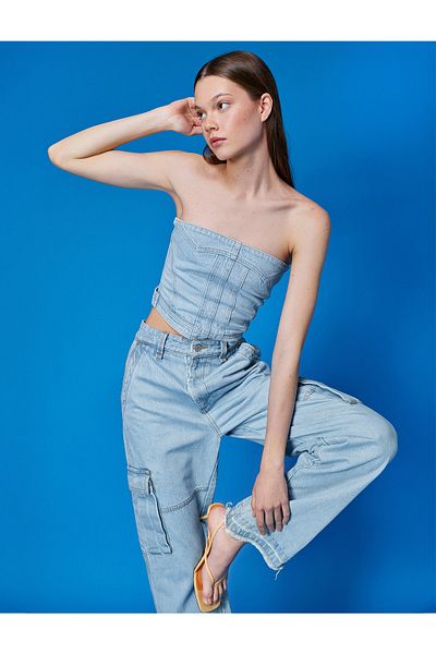 Koton Denim Bustier Bez ramínek