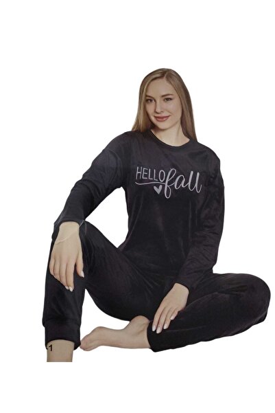 BY ARCAN Uzun Kollu Ithal Fransız Kadife Pijama Takımı