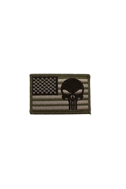 X-SHOP Siyah Amerikan Bayraklı Punisher Patches Arma Peç Kot Yaması