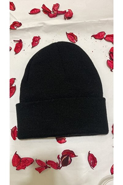sema aksesuar قبعة تريكو سوداء سادة للجنسين