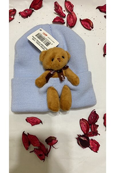 sema aksesuar New Season Unisex Knitwear Baby Beanie with Teddy Bear