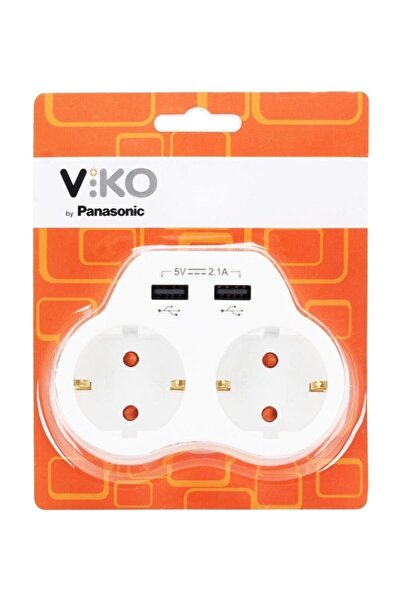 KADERTEKNO Beyaz 2'li Topraklı Ve 2,1 Amper 2 Usb Çıkışlı Fiş Priz Hızlı Şarj...