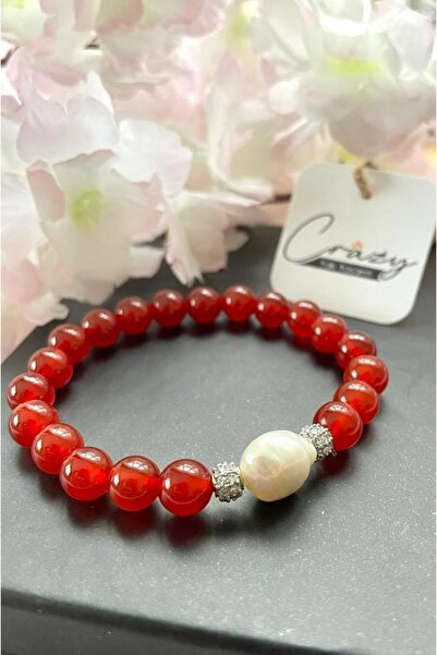 CRAZY TAKI TASARIM سوار نسائي من حجر العقيق الأحمر الطبيعي الأصلي