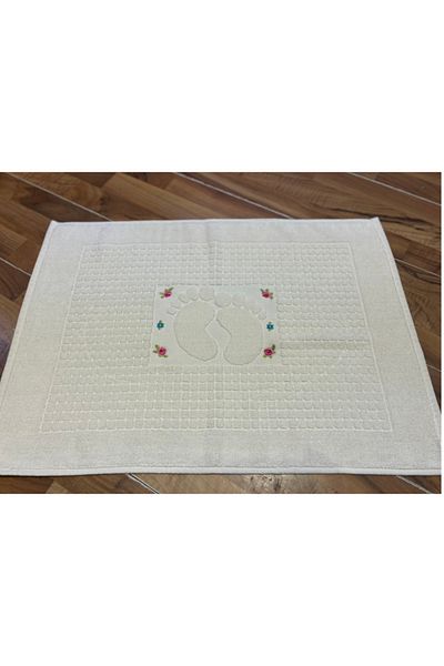 Esila Life Footprint Embroidered 50x70 Foot Towel Set of 2 Single Color Cream