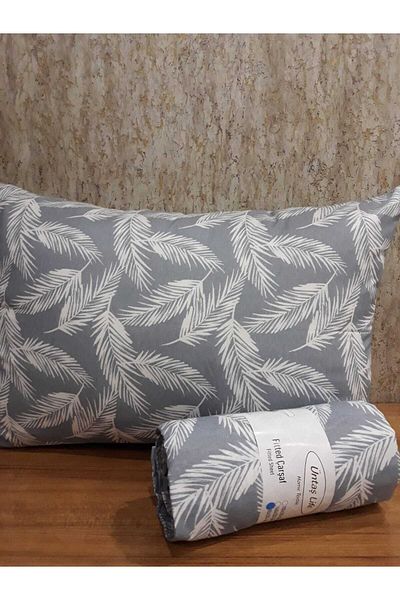 üntaş Life Blue Feather 100x200 Μονό ελαστικό σεντόνι + 1 Μαξιλαροθήκη Ecmavitüy100