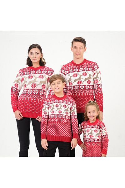 A&O Style Christmas Themed Crew Neck Family Christmas Knitwear Sweater