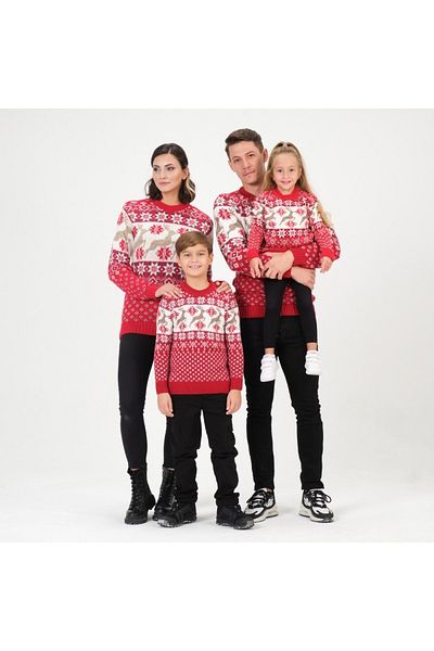 A&O Style Christmas Themed Crew Neck Family Christmas Knitwear Sweater