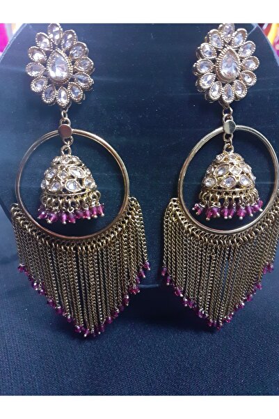 Aashiv's Collection Kadın Taşlı Hint Küpeleri