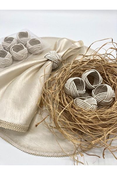 KATMERTEKS 10 Pieces Cream Napkin Ring Ring Twisted Model
