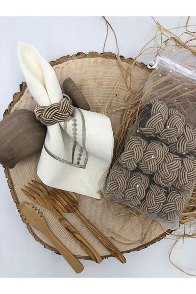 KATMERTEKS 12 Pieces Mink Napkin Ring Ring Wicker Model