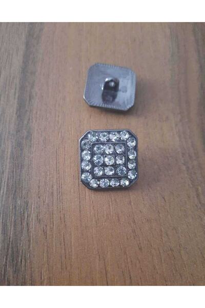 İMREN AKSESUAR زر معدني من النيكل الأسود بحجر الراين مربع 2 سم - حزام مطلي، ق...