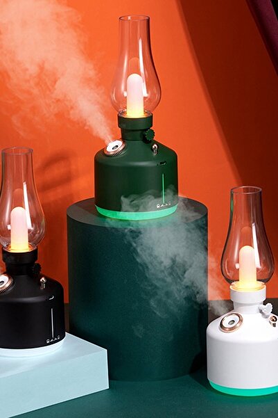 Duru Gaz Lambası Görünümlü Hava Nemlendirici Retro Buhar Püskürtücü Ledli Gece Lamba Difizör Aroma