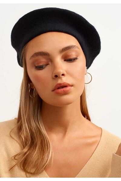LEKA French Painter Australian Wool Felt Beret Black