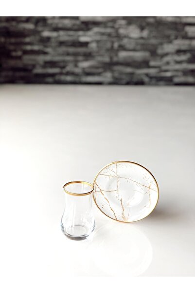 GÜRCÜGLASS Beyaz Mermer 12 Prç Çay Seti.