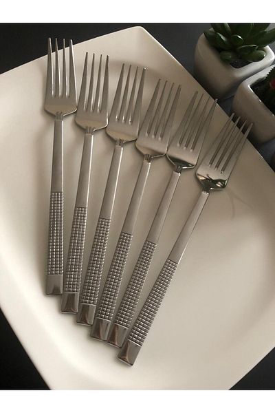 DİBA AVM 6 Person Dinner Fork 6 Person Dinner Spoon Wicker Simple Model 12 Pieces for 6 People