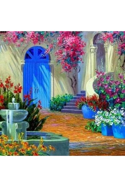 kendinyaphobi Sayılarla Boyama Seti Çerçeveli Kasnaklı Evimin Bahçesi 40 x 50 cm