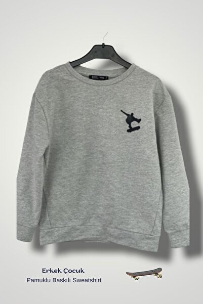 Black&Small Print Detailed Boy's Sweat