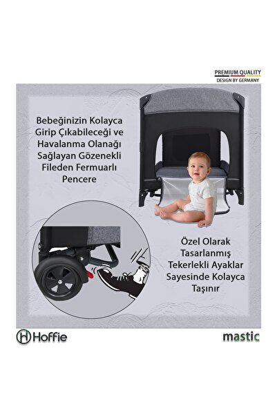 Hoffie Mastic Anne Yanı Park Yatak Sallanır Oyun Parkı Cibinlikli Yatak Hediyeli 70x110 Cm