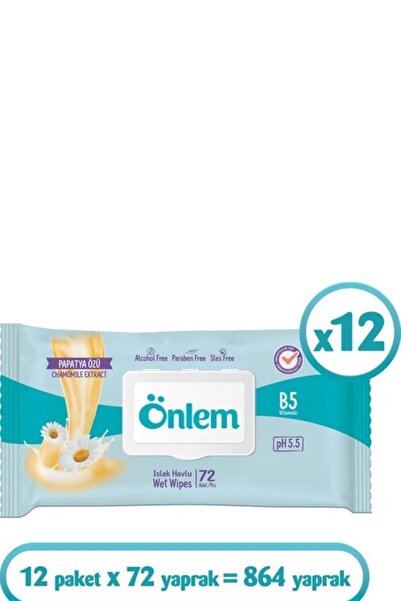 ÖNLEM Islak Havlu Mendil 90 Yaprak Papatya Özü 12 Li Set  Plastik Kapaklı 108...