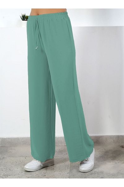 Aşkı Endam Belinay Wide Leg Cotton Ayrobin Trousers - Water Green