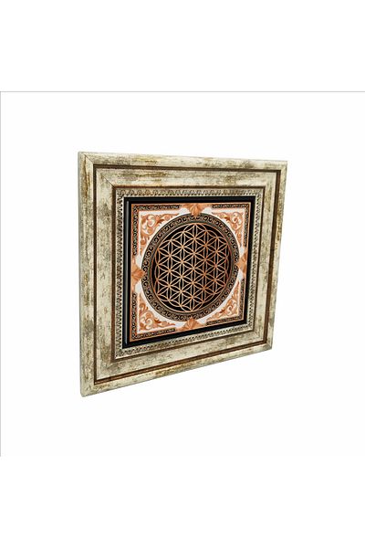 Sadrazam Pictură cu piatră naturală imprimată Floarea Vieții 25cmx25cm Kd-044