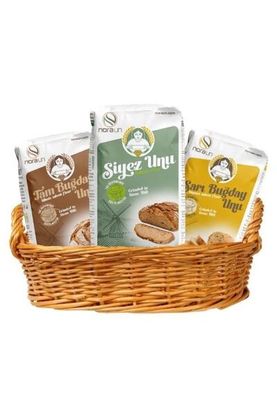 NORA UN Taş Değirmen Serisi (1kg Tam B.-1kg Siyez-1kg Sarı) (vegan)