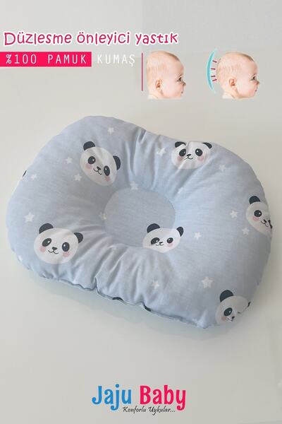 Jaju Baby وسادة رأس مسطحة من بلو باندا للوقاية من متلازمة الرأس المسطحة للأطف...