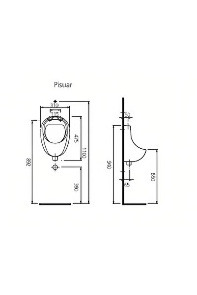 KALE Optimum Üstten Su Girişli Pisuvar