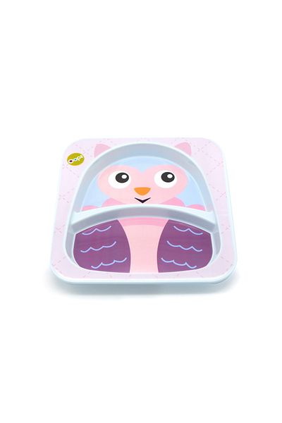 OOPS 2-Compartment Feeding Plate Owl