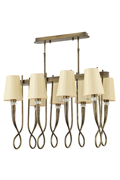 LampaLuce Lungo Şapkalı Sıralı Sarkıt Avize 8'li 80cm Sarı