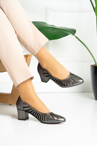 MERVESTORE Kadın Fileli Topuklu Ayakkabı