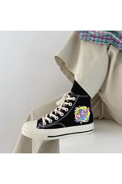 Touz R m Printed Black Canvas Shoes