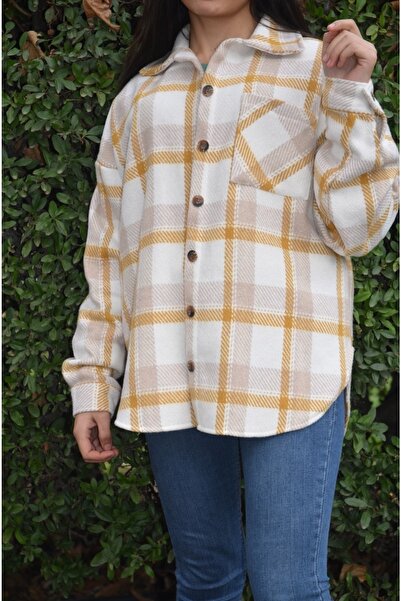 BS Bahriye Sevinç Kadın Tek Cepli Ekose Kalın Kumaş Oduncu Gömleği
