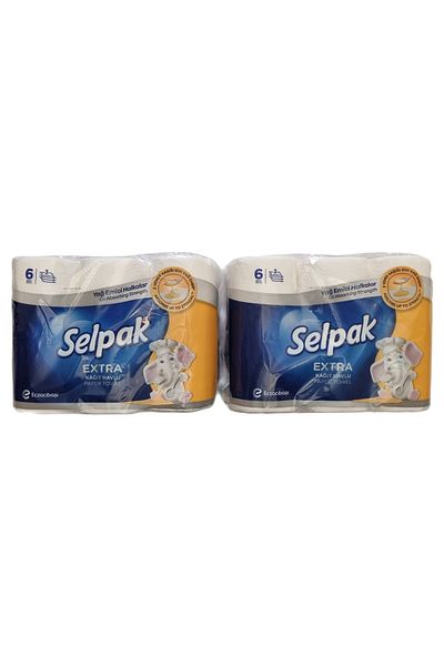 Selpak Extra Paper Towel 3 Layers - 6 Rolls Oil Absorbing Rings - 2 Pieces