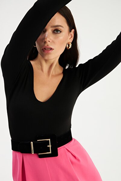 Sateen V Yaka Triko Bluz