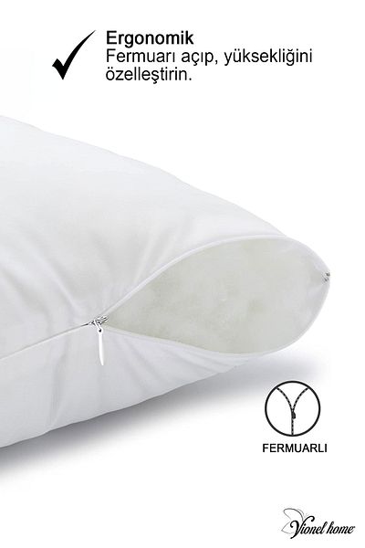 Vionel Home 900 g Filled - 2 Zippered Antiallergic Pillows |   Bead Silicone Pillow |   Cotton Outer Case