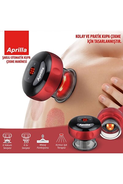 Aprilla Şarjlı Kupa Çekme Kas Stimülatörü Hacamat Işık Tedavili Masaj Selülit Ve Yağ Yakma