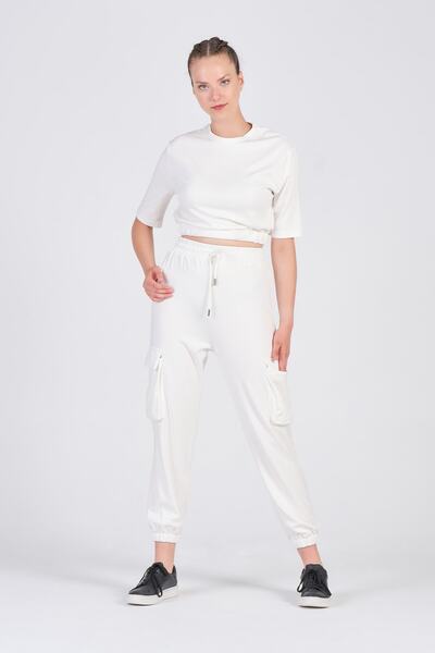 MODUMUZ RAHATLIK Women's Crop Cargo Pocket Jogging Tracksuit Set