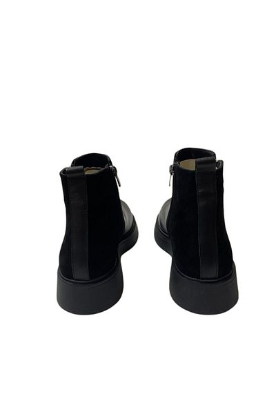 STEP MORE Leather Front and Suede Back Double Zipper Short Boots