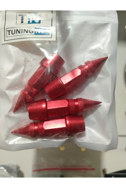 Generic Brand Pointed Valve Cover Red Color Compatible with Cars and Motorcycles
