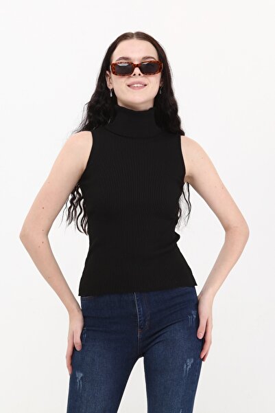 MA ananas Bluză neagră cu gât de damă