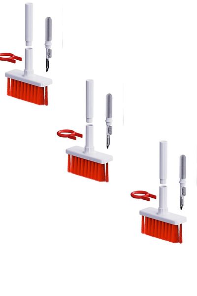 Buffer ® 3 Pieces Multi-Purpose Red Precision Brush Head Computer Laptop Cleaning Brush