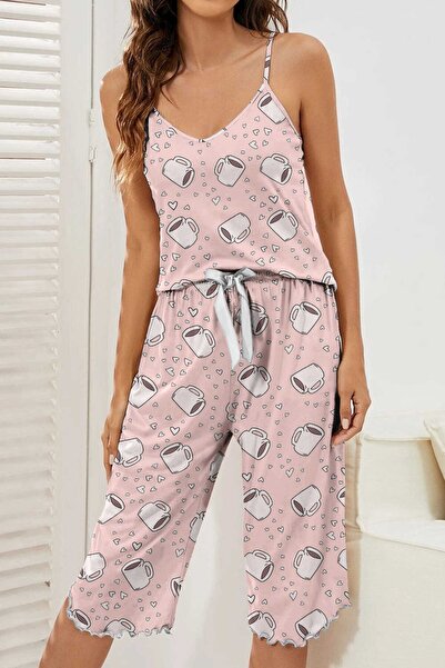 PEMBİŞ HOMEWEAR Zezecik Coffee Hanging Pajama Set 2215