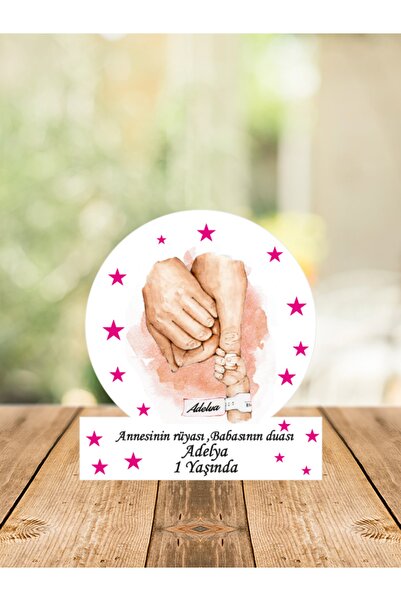 Melek Atölye Bebek Çocuk Özel Doğum Günü Ahşap El Ele Yeni Doğan Magnet Kız 2...