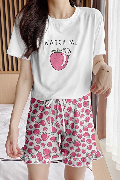 PEMBİŞ HOMEWEAR Zeze Strawberry Supersoft Shorts Set 2183