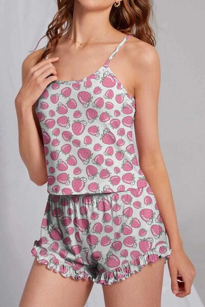 PEMBİŞ HOMEWEAR مجموعة شورت زيزيبو فراولة سوبر سوفت 2208